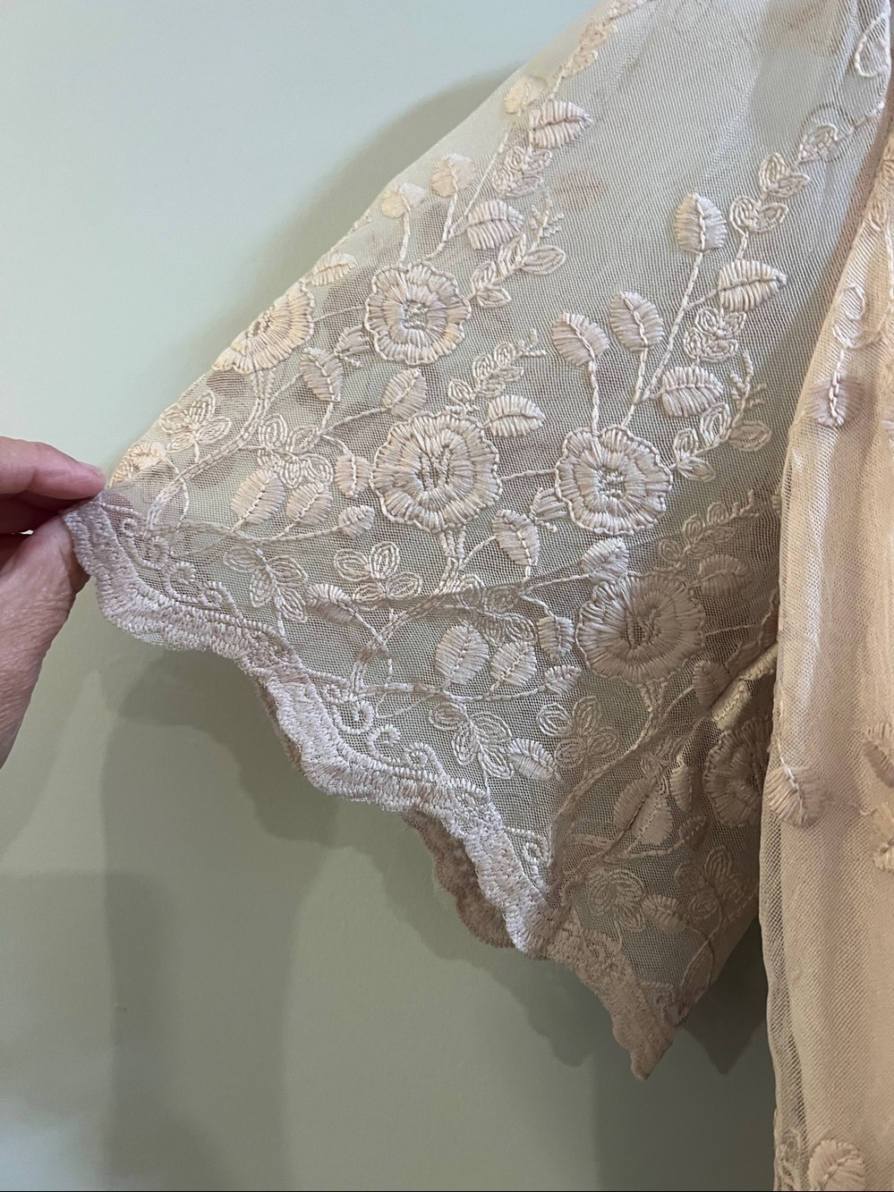 Cato Blush Sheer Embroidered lace Peasant Blouse size x large - Picture 4 of 9